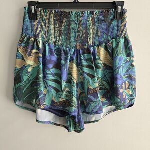 Offline By Aerie Size XL Print Blue Green Tropical Flowy Shorts High Waist